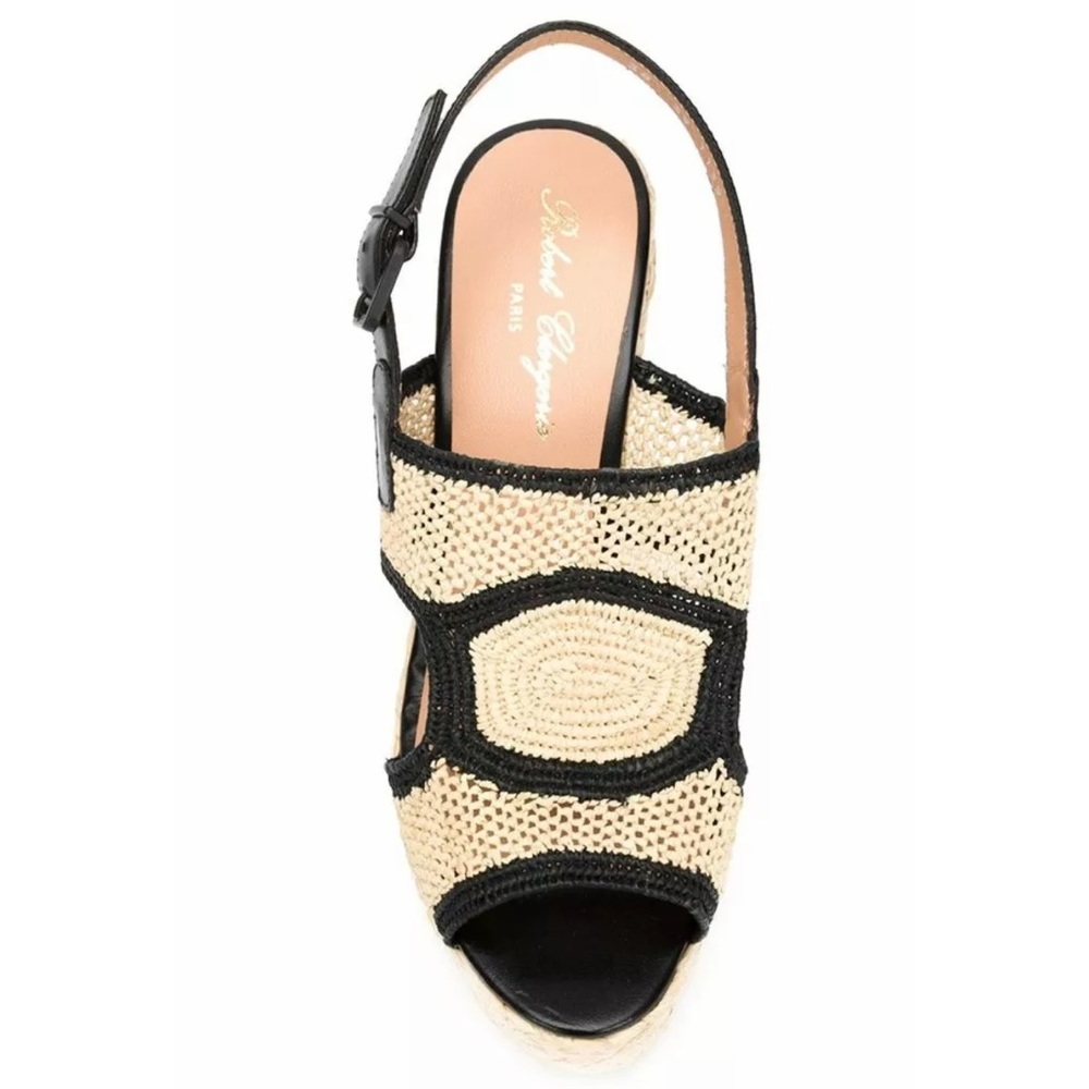 Robert Clergerie Raffia & Leather Drastik Wedge Heels Size 37.5 - Picture 3 of 11